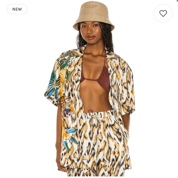 NEW Tell Your Friends SILK tiger jungle safari Hawaiian shirt blouse top Tristan - Picture 3 of 16